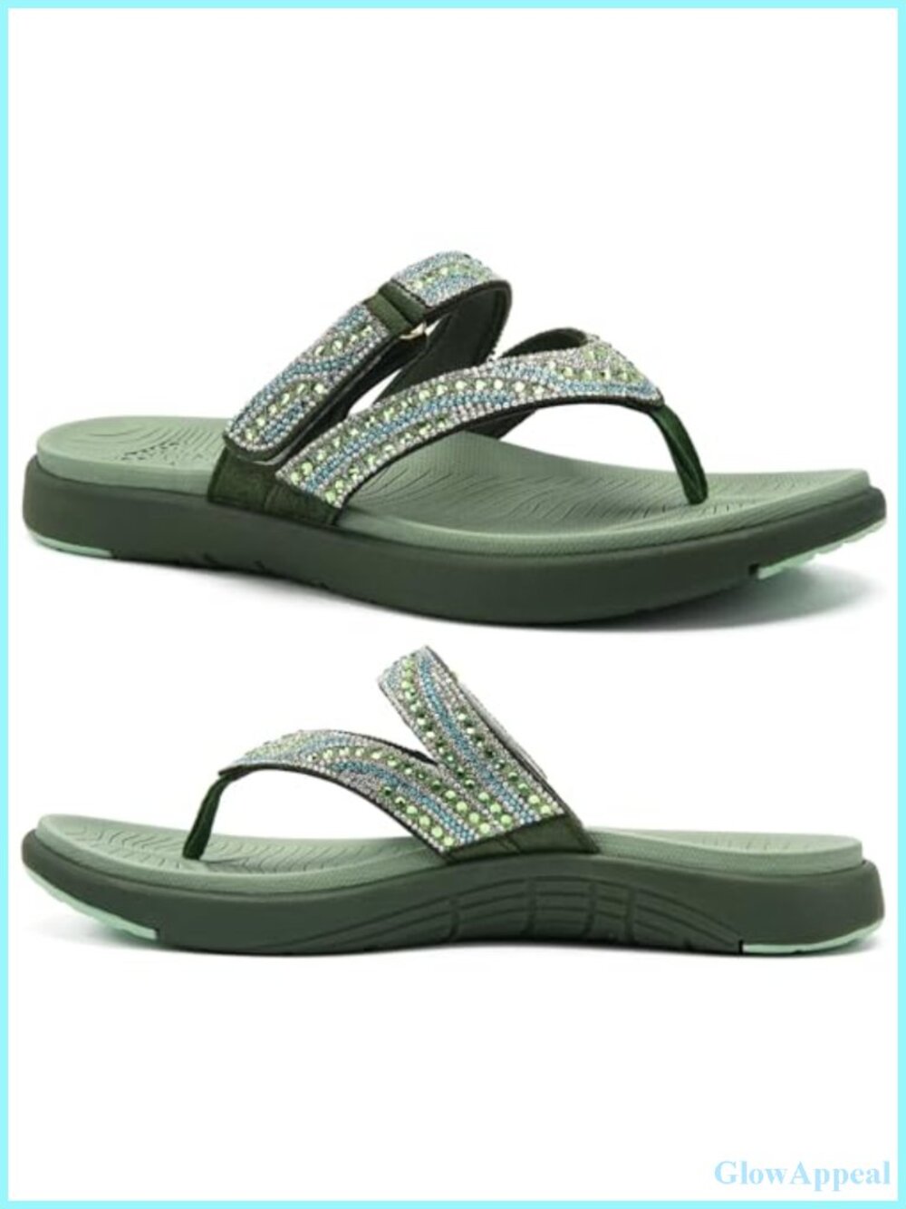 Rhinestone Orthopedic Flip Flops Arch Support Thong Sandals Cushioned